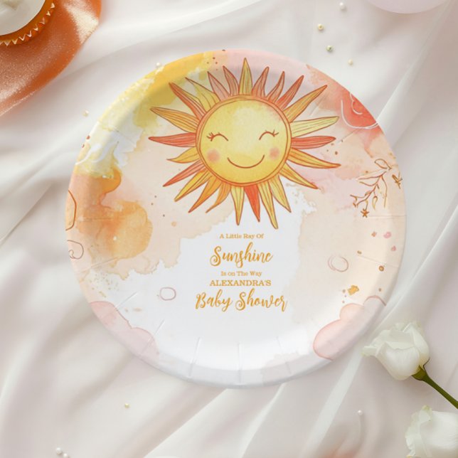 Sunshine Gender Neutral Boho Sun  Paper Plates (Creator Uploaded)