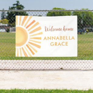 Sunshine gender neutral welcome home baby  banner