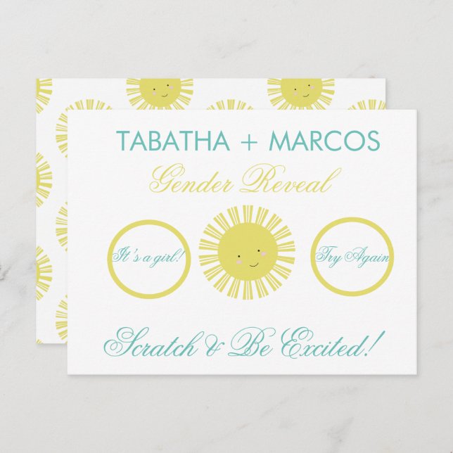 Sunshine Gender Reveal DIY Faux Scratch Cards (Front/Back)