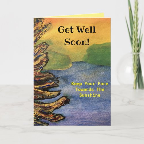 Sunshine Get Well Soon Sunset Lake Watercolor Card