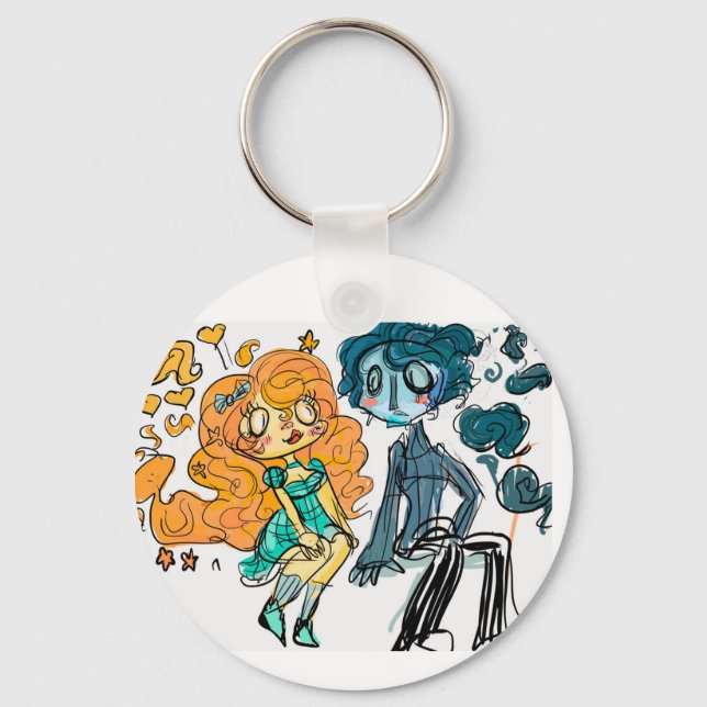 Sunshine girl and rain boy keychain (Front)