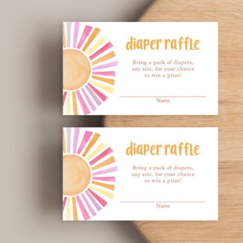 Sunshine girl baby shower diaper raffle cards
