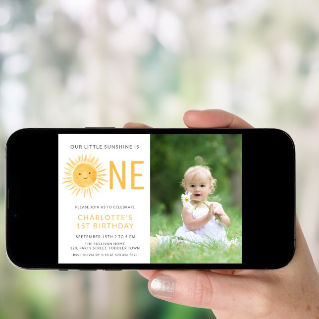 Sunshine Girl's First Birthday Party Invitation (Front Digital)