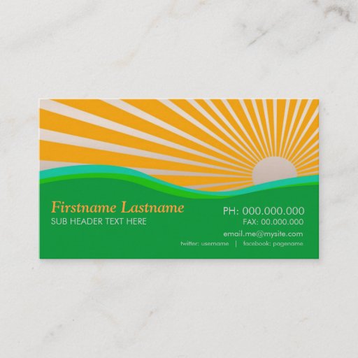 Customizable Sunshine Green Hills Curves Business Card