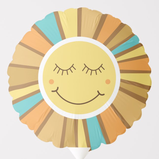 Sunshine Groovy Retro Boho Hippie Around the Sun Balloon (Front)