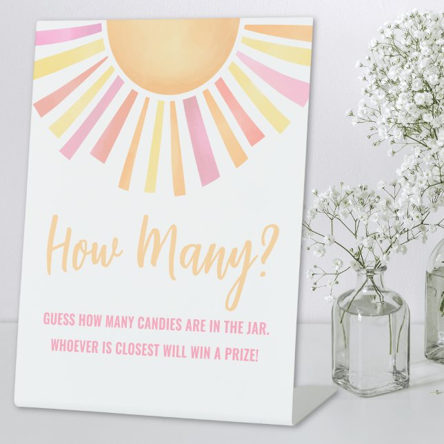 Sunshine Guess How Many Pink Sun Baby Shower Pedestal Sign (Sunshine Guess How Many Pink Sun Baby Shower Pedestal Sign)