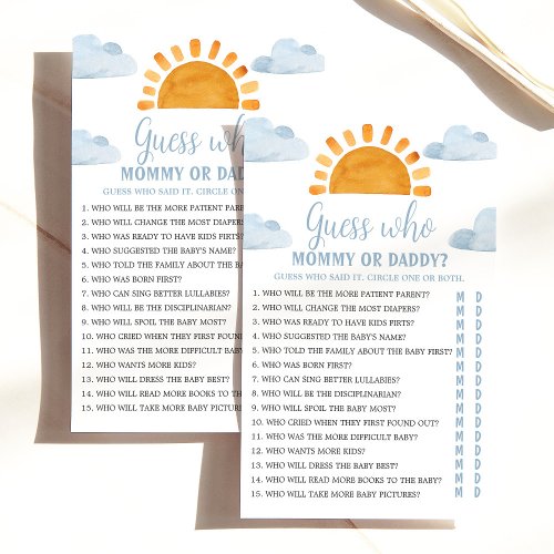 Sunshine Guess Who Baby Shower Game