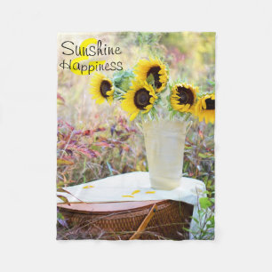 Sunshine & Happiness Sunflowers Fleece Blanket