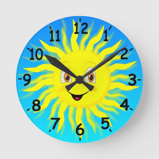 Sunshine Happy Face Round Clock (Front)