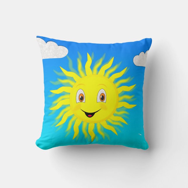 Sunshine Happy Face Throw Pillow (Front)