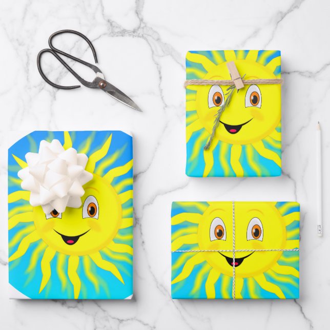 Sunshine Happy Face Wrapping Paper Sheets (Front)