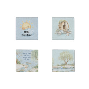 Sunshine Happy Sun Otter River Stone Magnet