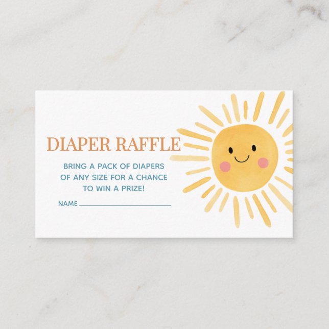 Sunshine Here Comes the Son Diaper Raffle Enclosure Card (Front)