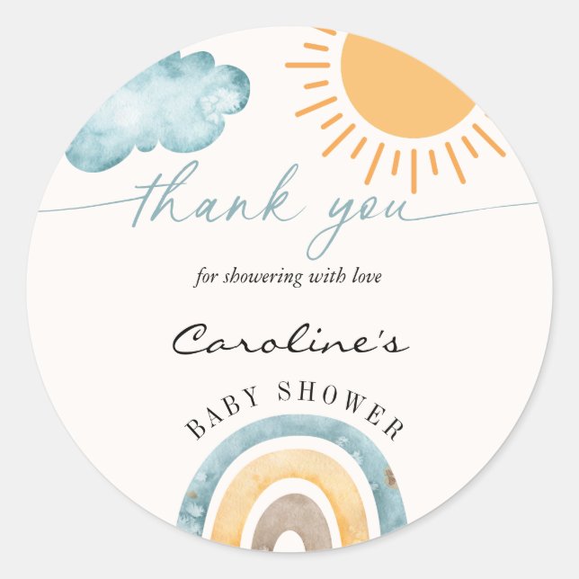 Sunshine Here Comes The Son Thank You Classic Round Sticker (Front)