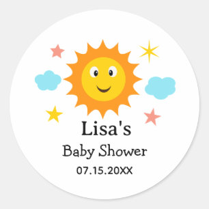 Sunshine Here Comes The Sun Baby Shower Classic Round Sticker