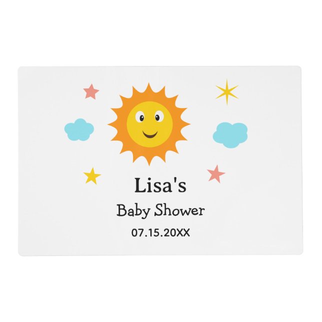 Sunshine Here Comes The Sun Baby Shower  Placemat (Front)