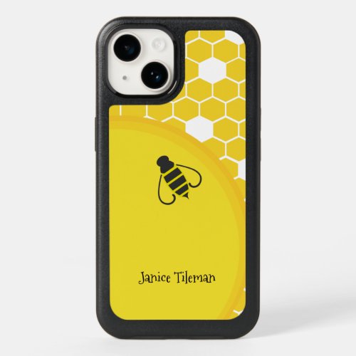 Sunshine Honeybee and Honeycomb with Name OtterBox iPhone 14 Case