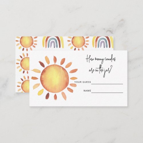 Sunshine _ How many candies baby shower game Enclosure Card
