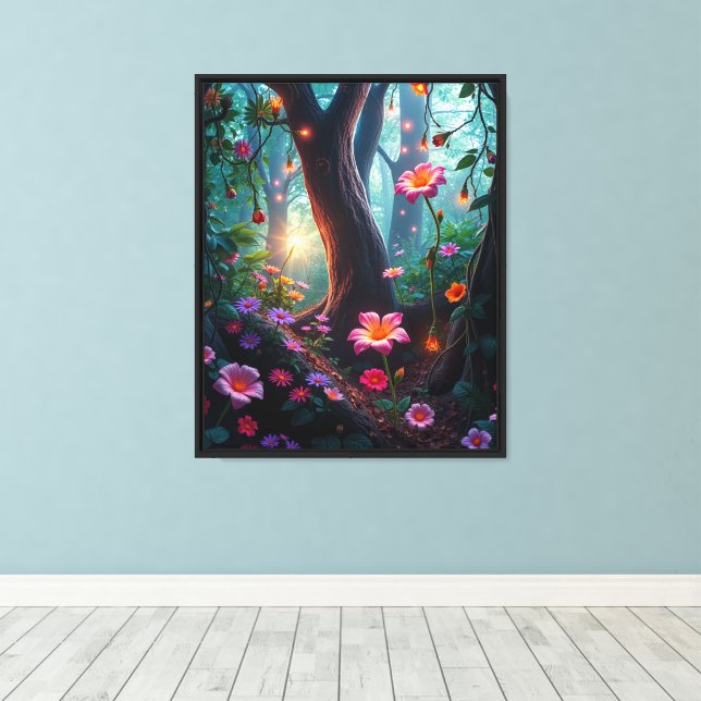 Sunshine in a Whimsical Fairy Forest  Canvas Print (Insitu(Wood Floor))