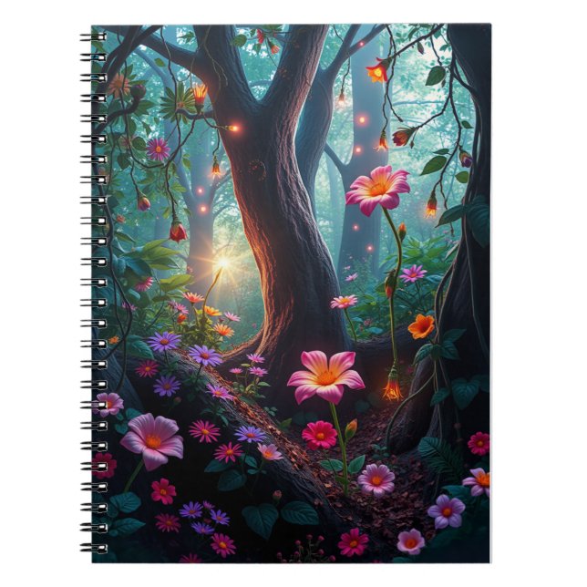 Sunshine in a Whimsical Fairy Forest  Notebook (Front)