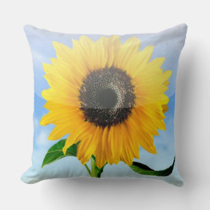 Sunshine in Stitches: A Sunflower Close-up Throw Pillow