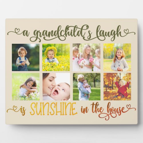 Sunshine in the House Grandchild Quote Photo Plaque