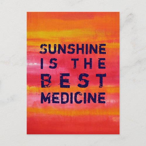 Sunshine is the best Medicine Vibrant Pink Red Art Postcard