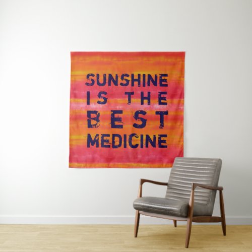 Sunshine is the best Medicine Vibrant Pink Red Art Tapestry