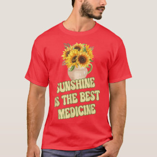 Sunshine Is The Best Medicine Yellow Sunflower Flo T-Shirt
