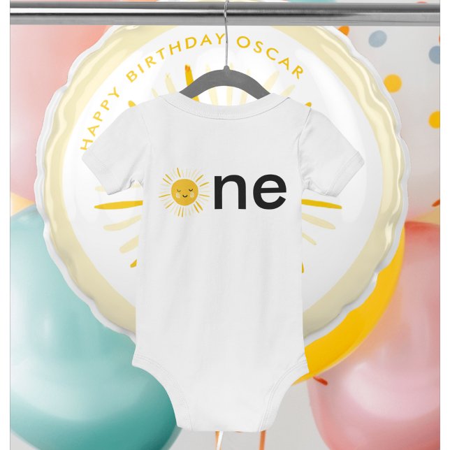 Sunshine is Turning One Birthday Party  Baby Bodysuit (Creator Uploaded)