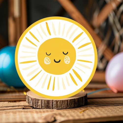 Sunshine is Turning One Birthday Party  Classic Round Sticker