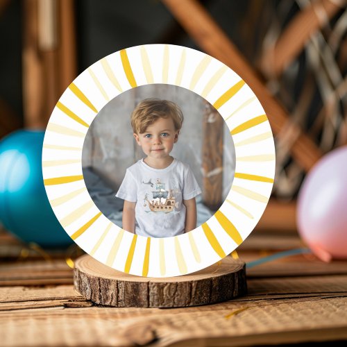 Sunshine is Turning One Birthday Party  Classic Round Sticker