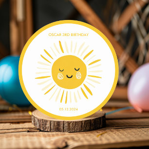 Sunshine is Turning One Birthday Party Classic Round Sticker