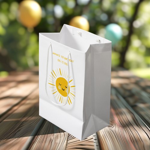 Sunshine is Turning One Birthday Party  Medium Gift Bag
