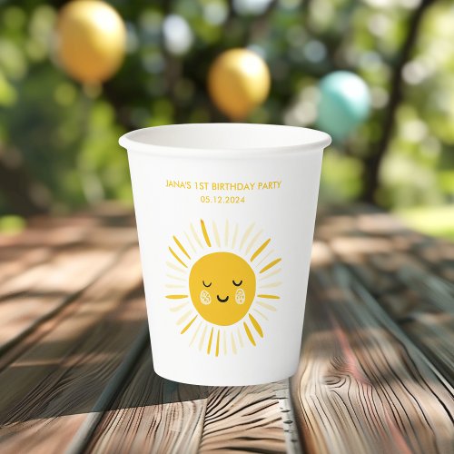 Sunshine is Turning One Birthday Party  Paper Cups