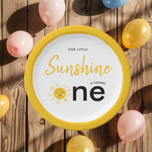 Sunshine is Turning One Birthday Party  Paper Plates (Creator Uploaded)