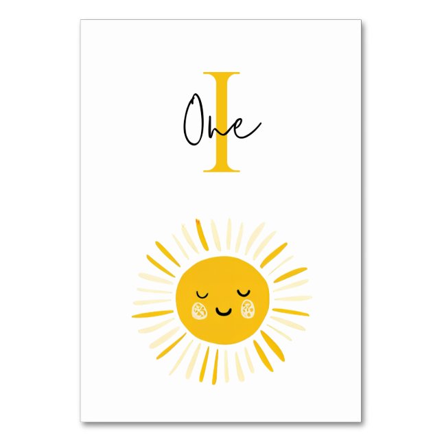 Sunshine is Turning One Birthday Party  Table Number (Front)