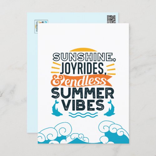 Sunshine  Joyrides _ Endless Summer Vibes Quote Postcard