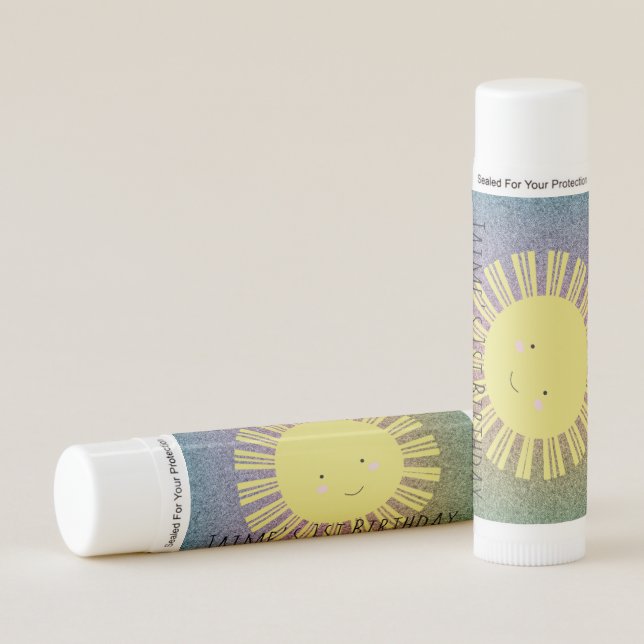 Sunshine Kawaii Glitter Birthday Party Lip Balm (Front)