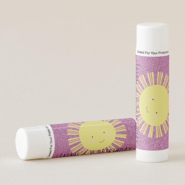 Sunshine Kawaii Glitter Birthday Party Lip Balm (Front)