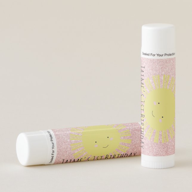 Sunshine Kawaii Glitter Birthday Party Lip Balm (Front)