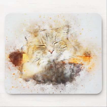 Sunshine Kitty | Abstract | Watercolor Mouse Pad