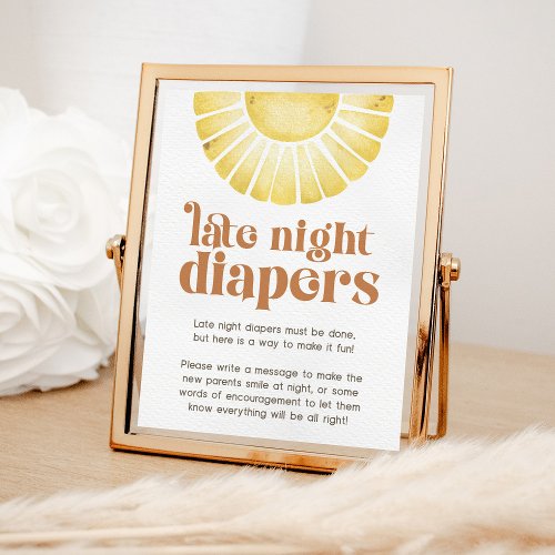 Sunshine Late Night Diaper Boho Baby Shower Sign