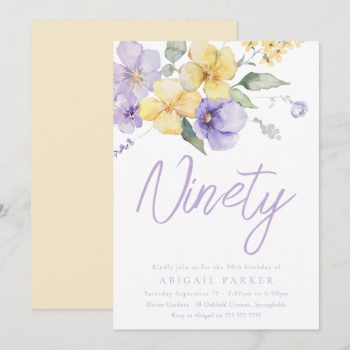 Sunshine & Lavender Floral 90th Birthday Party