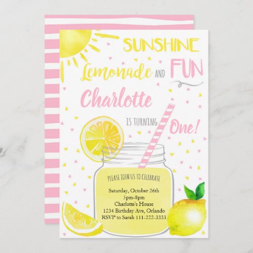 Sunshine Lemonade and Fun Birthday Invitation