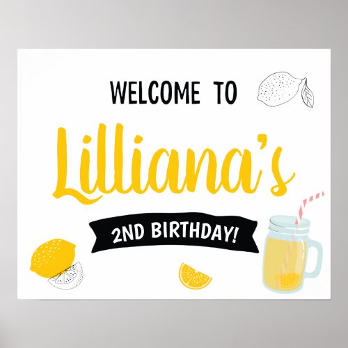 Sunshine Lemonade and Fun Birthday Party Welcome Poster