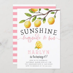 Sunshine Lemonade and Fun Girl's Birthday Party Invitation