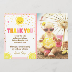 Sunshine Lemonade Birthday Thank You Card