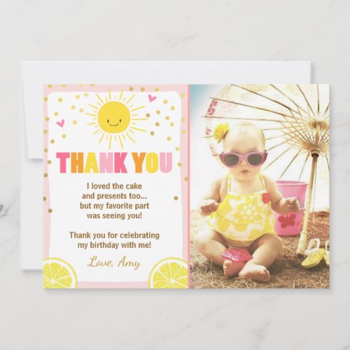 Sunshine Lemonade Birthday Thank You Card