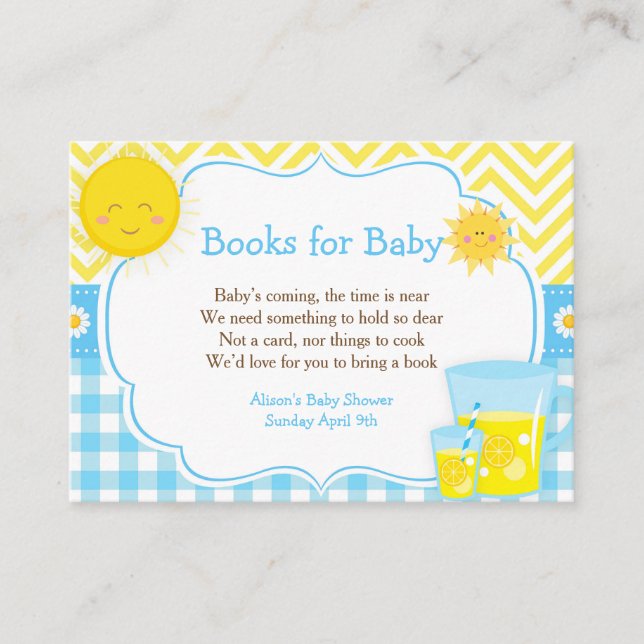 Sunshine & Lemonade Blue & Yellow Books for Baby Enclosure Card (Front)